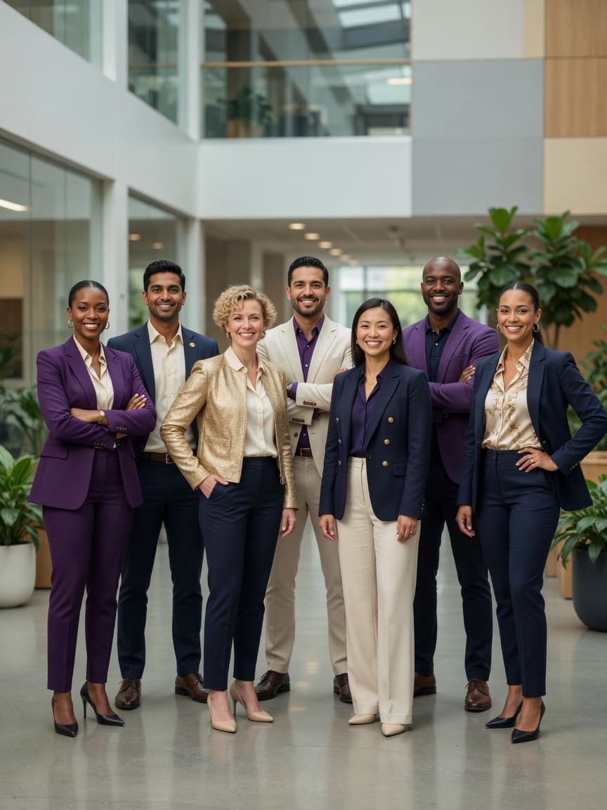 Men and women leaders standing together with confidence